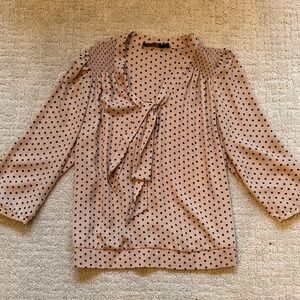 The Limited Tan Polka Dot Blouse with Bow